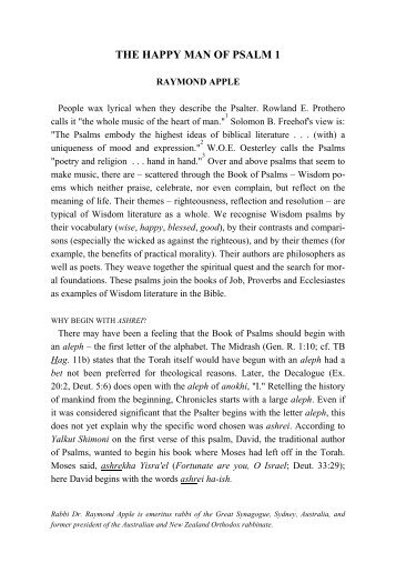 The Happy Man of Psalm 1 - Jewish Bible Quarterly