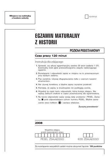 EGZAMIN MATURALNY Z HISTORII - Gazeta.pl