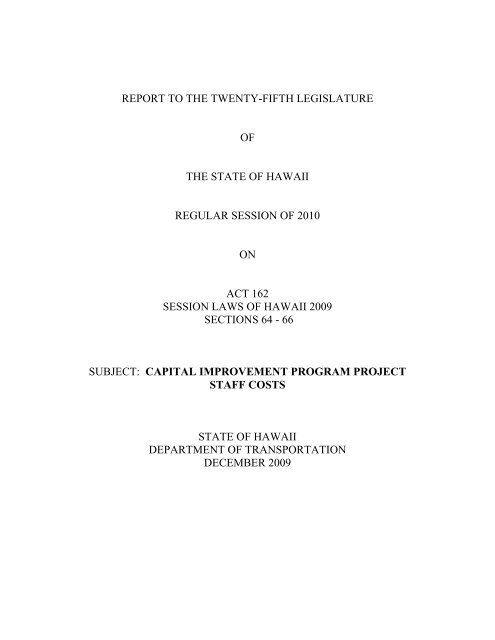 Capital Improvement Program Project Staff Costs