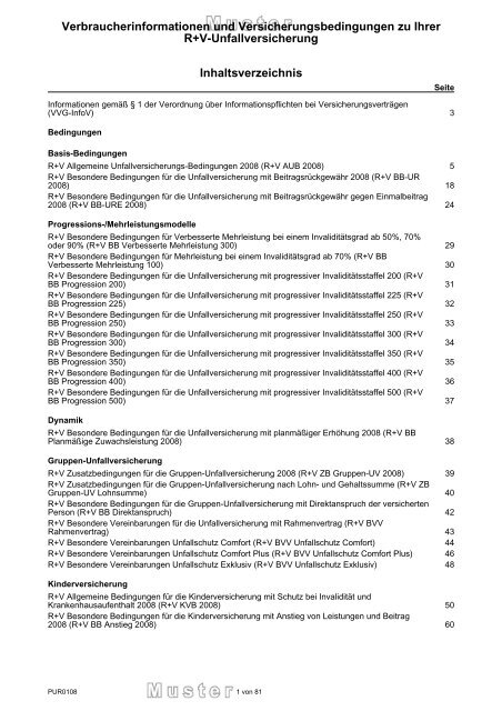 R V Vvg Bedingungsbuch R V Versicherung