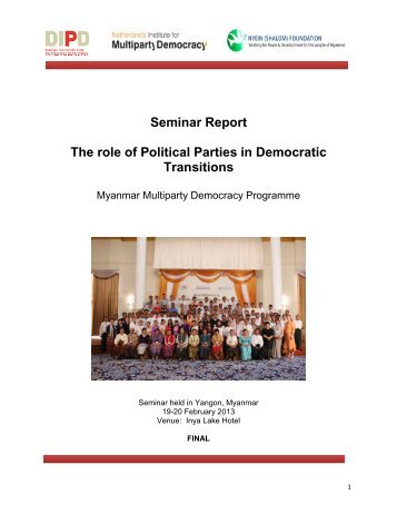 Seminar Report The role of Political Parties in Democratic Transitions