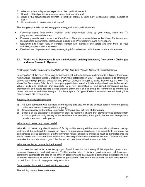 Seminar Report The role of Political Parties in Democratic Transitions