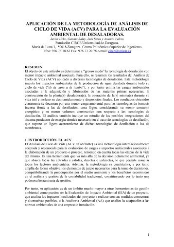 aplicación de la metodología de análisis de ciclo de vida (acv) para ...