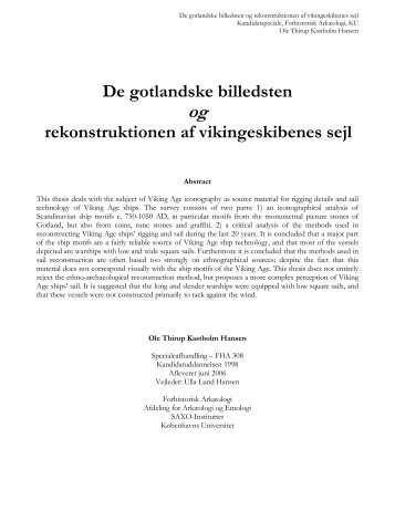 De gotlandske billedsten rekonstruktionen af vikingeskibenes sejl