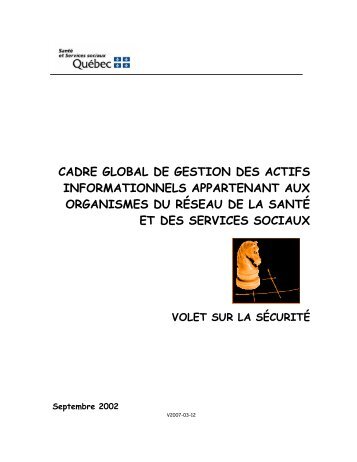 Cadre global de gestion - Source - Gouvernement du Québec