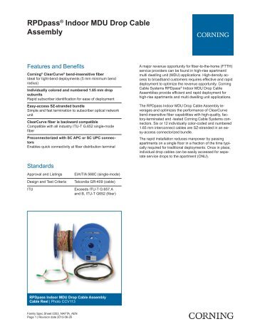 RPDpass® Indoor MDU Drop Cable Assembly