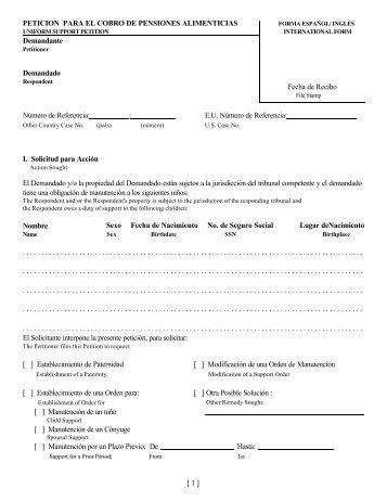 Petición para el cobro de pensiones alimenticias