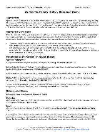 Sephardic Family History Research Guide-Update2010-2011