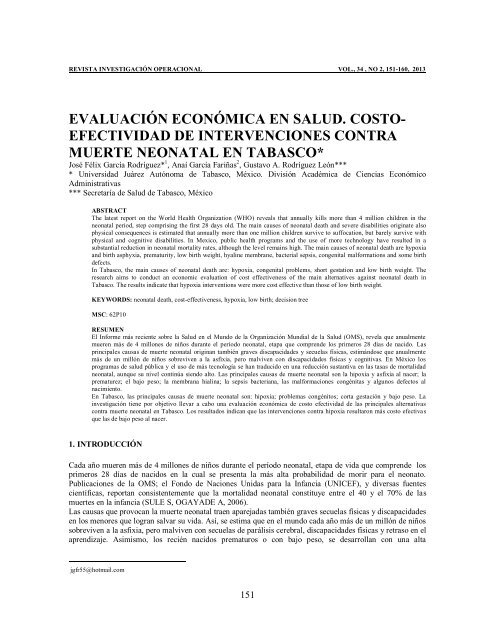 evaluación económica en salud. costo-efectividad de intervenciones ...