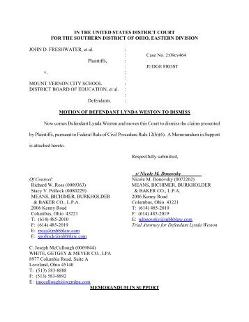 (Lynda Weston)'s Motion to Dismiss - National Center for Science ...