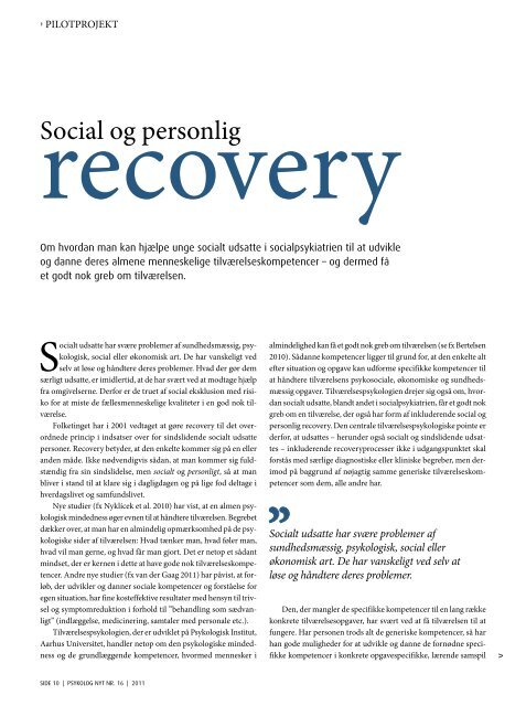 Social og personlig recovery - Psykologisk Institut - Aarhus Universitet