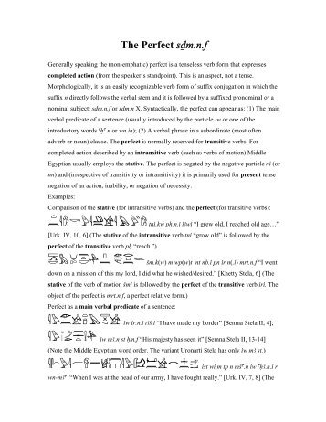 The Perfect sDm.n.f - Middle Egyptian Grammar