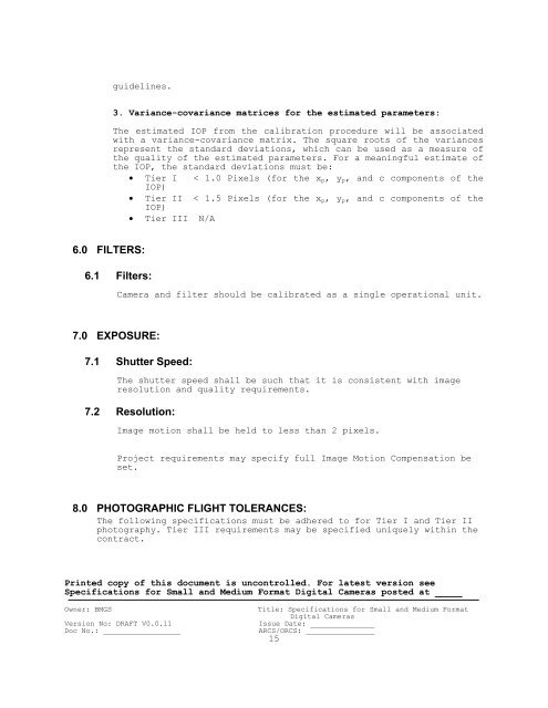 SMALL & MEDIUM FORMAT DIGITAL CAMERA SPECIFICATIONS ...