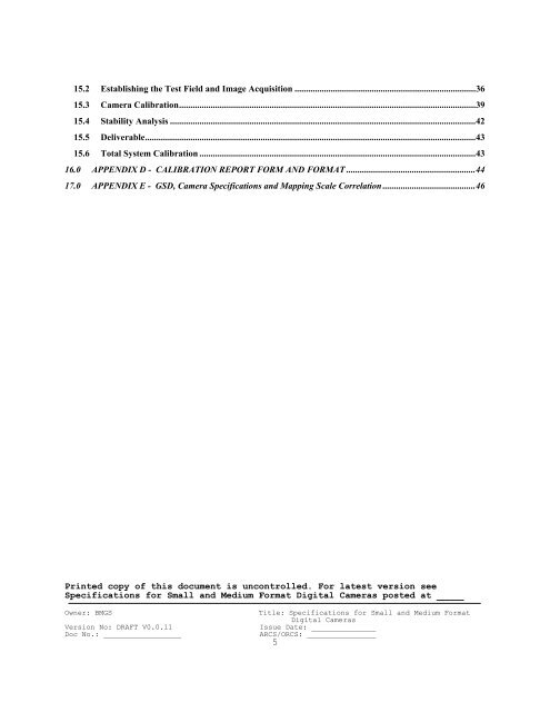 SMALL & MEDIUM FORMAT DIGITAL CAMERA SPECIFICATIONS ...