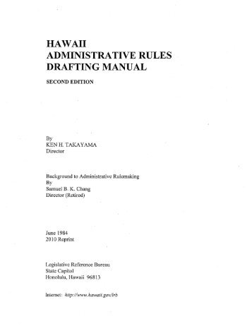 hawaii administrative rules drafting manual - Legislative Reference ...