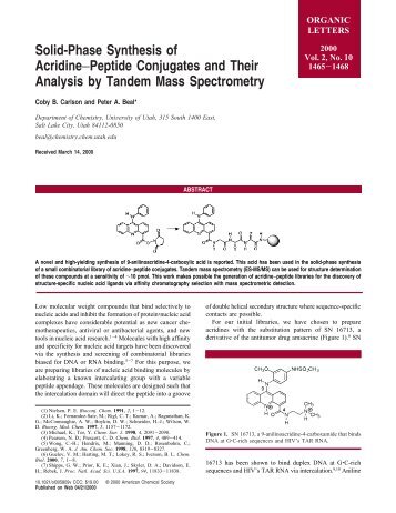 Solid-Phase Synthesis of Acridine−Peptide Conjugates and Their ...