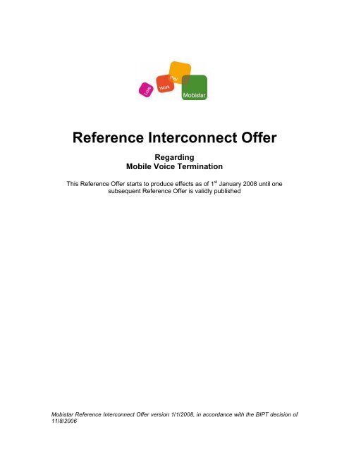 Reference Interconnect Offer - Mobistar
