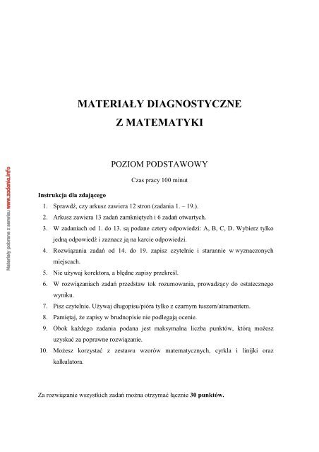 Sprawdzian diagnostyczny po II klasie PP - Zadania.info