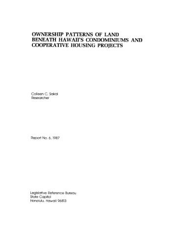ownership patterns of land beneath hawaii's condominiums and ...