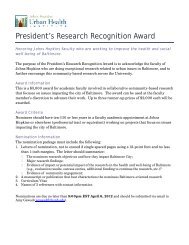 President's Research Recognition Award - Urban Health Institute