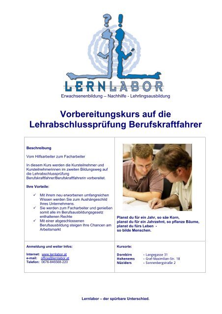 Vorbereitungskurs auf die Lehrabschlussprüfung Berufskraftfahrer