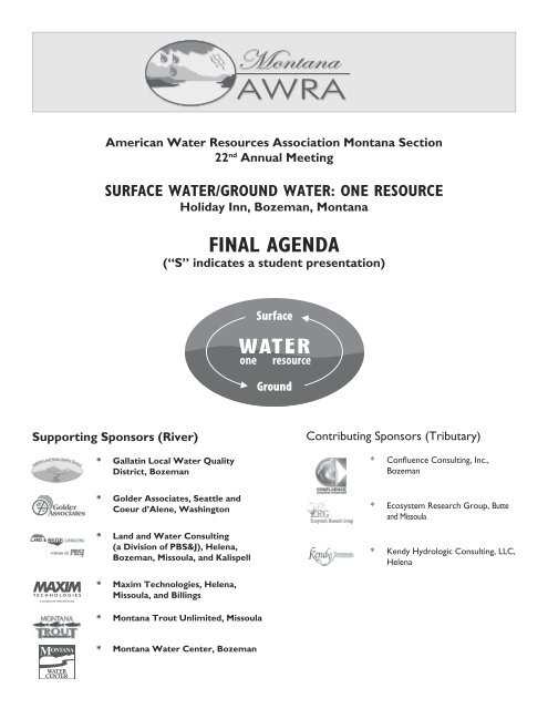 Montana AWRA - American Water Resources Association