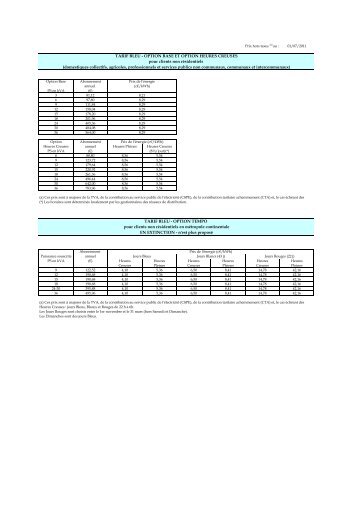 TARIF BLEU - OPTION BASE ET OPTION ... - EDF Collectivités