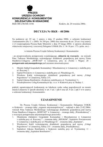 RKR-400-2/06/MS- /06 Krakw, dn - Urz?d Ochrony Konkurencji i ...
