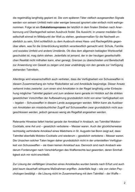 schriftliche Stellungnahme - Deutscher Schützenbund eV