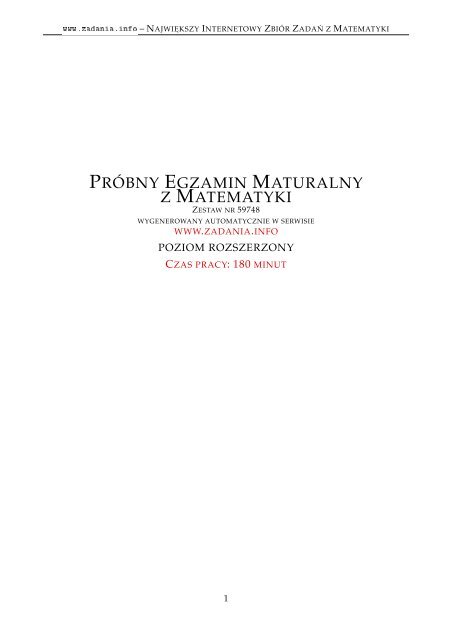 PRÓBNY EGZAMIN MATURALNY Z MATEMATYKI - Zadania.info