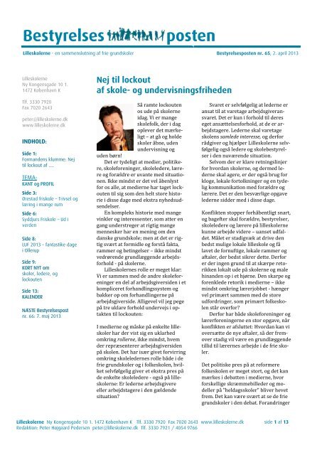 Hent Bestyrelsesposten nr. 65 - Lilleskolerne