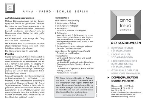 OSZ SOZIALWESEN - Anna-Freud-Oberschule