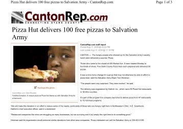 Pizza Hut delivers 100 free pizzas to Salvation Army