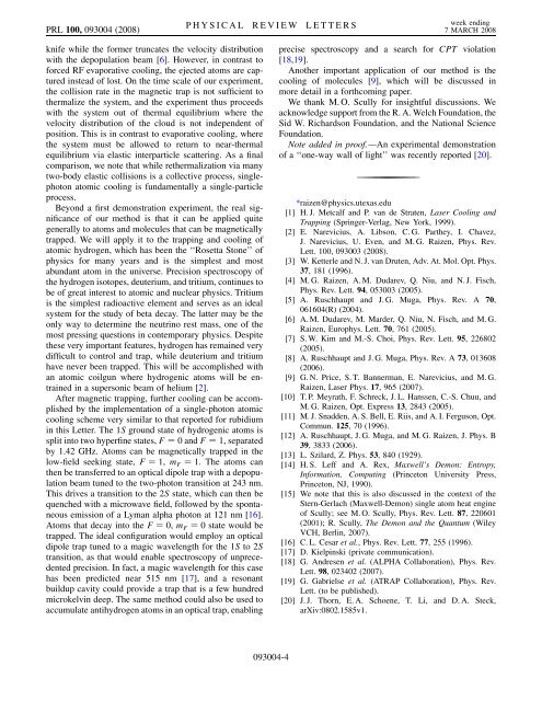 Phys. Rev. Lett. 100, 093004 (2008): Single-Photon Atomic Cooling