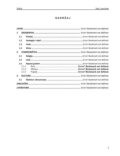 ITALIJA - Seminarski Maturski Diplomski Radovi
