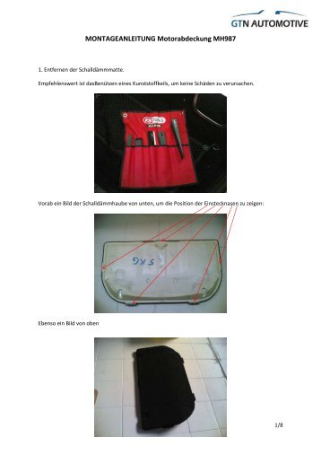 MONTAGEANLEITUNG Motorabdeckung MH987 - GTN-Automotive