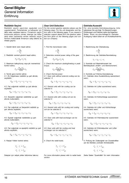 Genel Bilgiler General Information - Stoewer-Getriebe.de