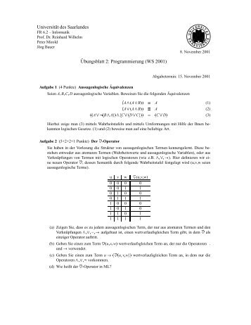 A ¨ B© © ¦ ¦ A § B - Universität des Saarlandes