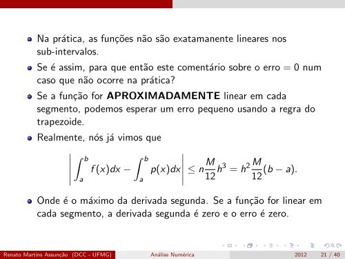 Análise Numérica - Erros, Extrapolaįão de Richardson e ... - UFMG