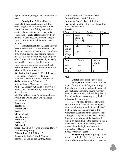 Dragon: The Embers Core Book - MrGone's Character Sheets