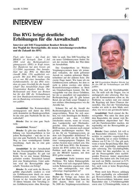 Das Neue RVG - Fluch oder Segen? - Anwaltsblatt