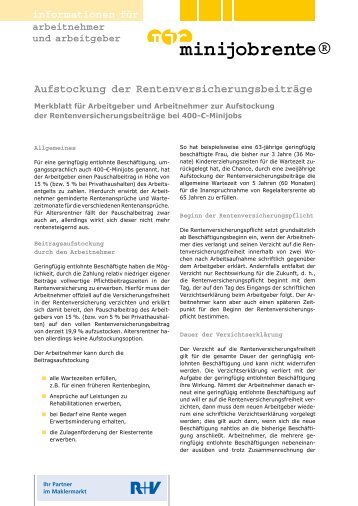 Aufstockung der Rentenversicherungsbeiträge - R+V Versicherung