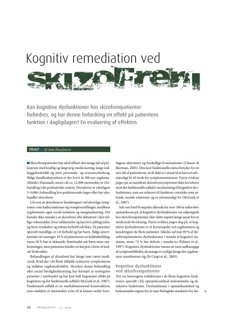 Syddansk Universitet Kognitiv remediation ved skizofreni. Bikic, Aida