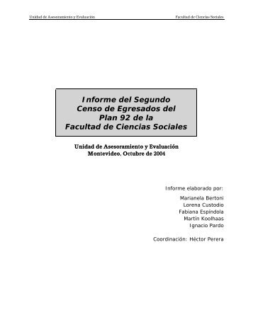 Informe sobre el Segundo Censo de Egresados de la FCS