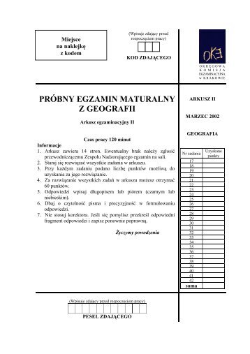 PRÓBNY EGZAMIN MATURALNY Z GEOGRAFII - Gazeta.pl