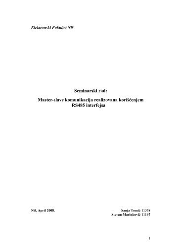 Seminarski rad: Master-slave komunikacija realizovana korišćenjem ...