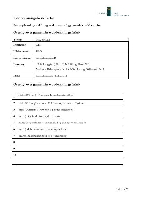 Undervisningsbeskrivelse - ZBC