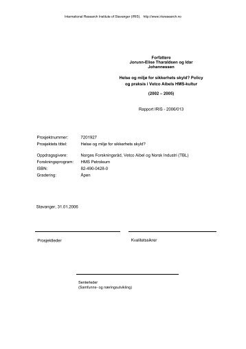 Sluttrapport Vetco Aibel 2006-013.pdf - IRIS