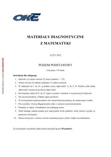 MATERIAŁY DIAGNOSTYCZNE Z MATEMATYKI - Zadania.info