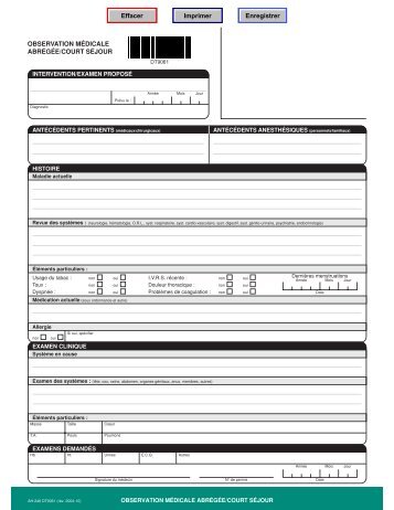 OBSERVATION MÉDICALE ABRÉGÉE/COURT SÉJOUR
